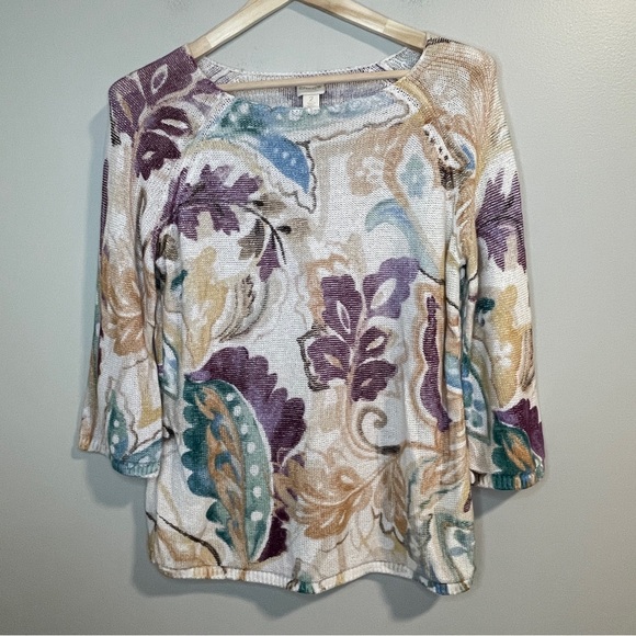 Chico’s Paisley Tape Pullover Size 2 (L/12) - Picture 3 of 8